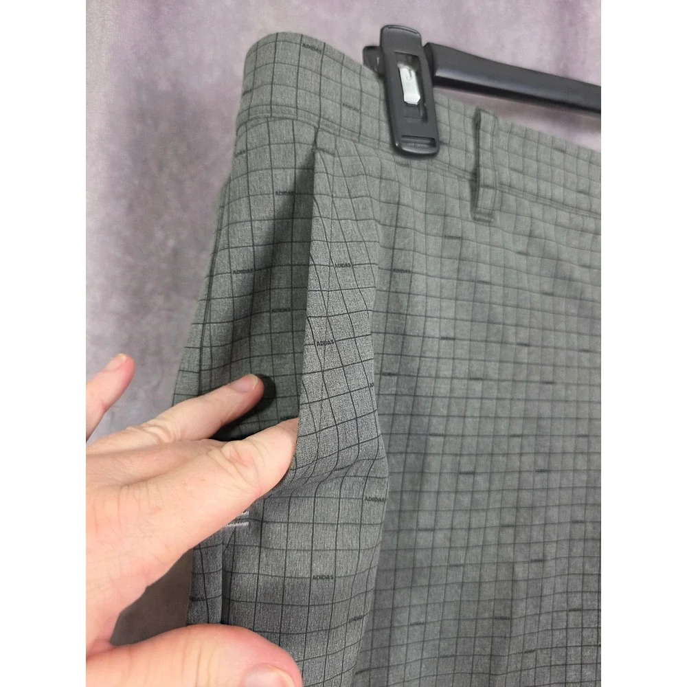 Adidas‎ Golf Mens Grey Grid Pattern Performance Shorts Stretch Waistband